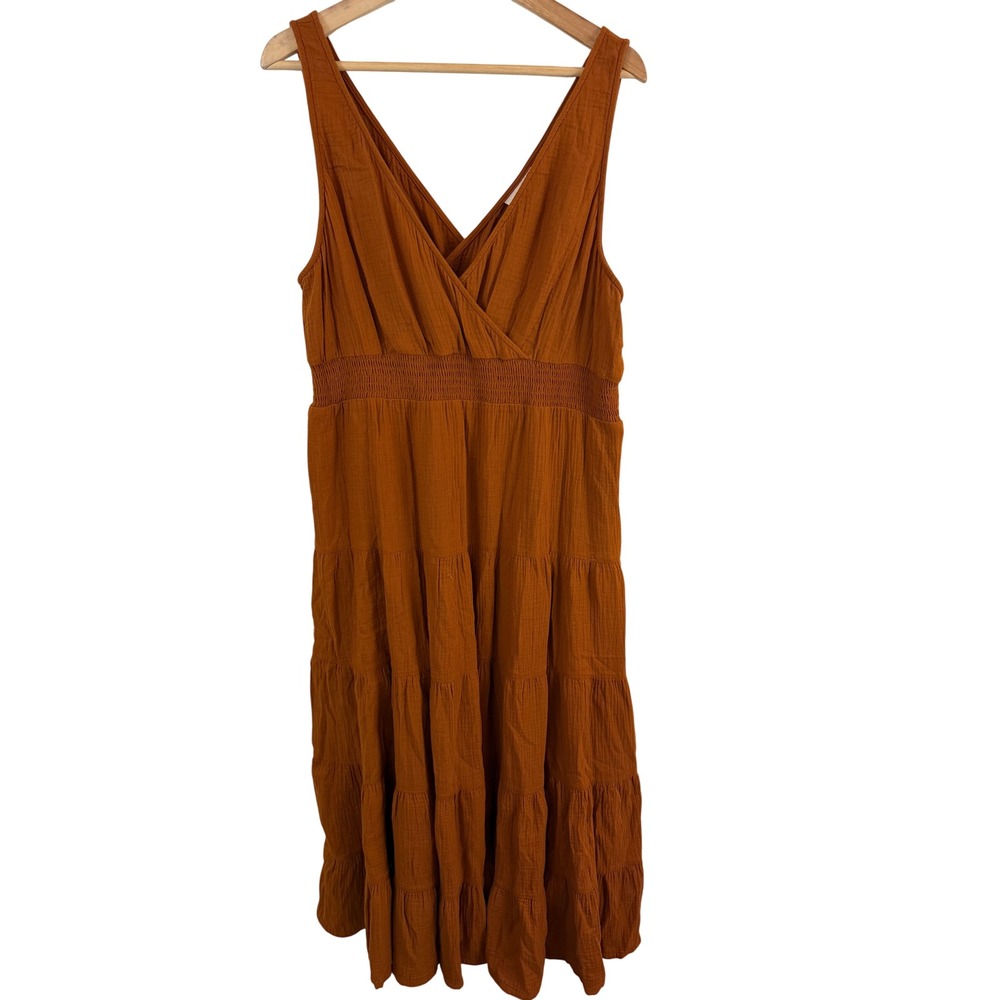 Universal Thread Sleeveless Tiered Midi Dress Size XXL Cotton Gauze V-Neck